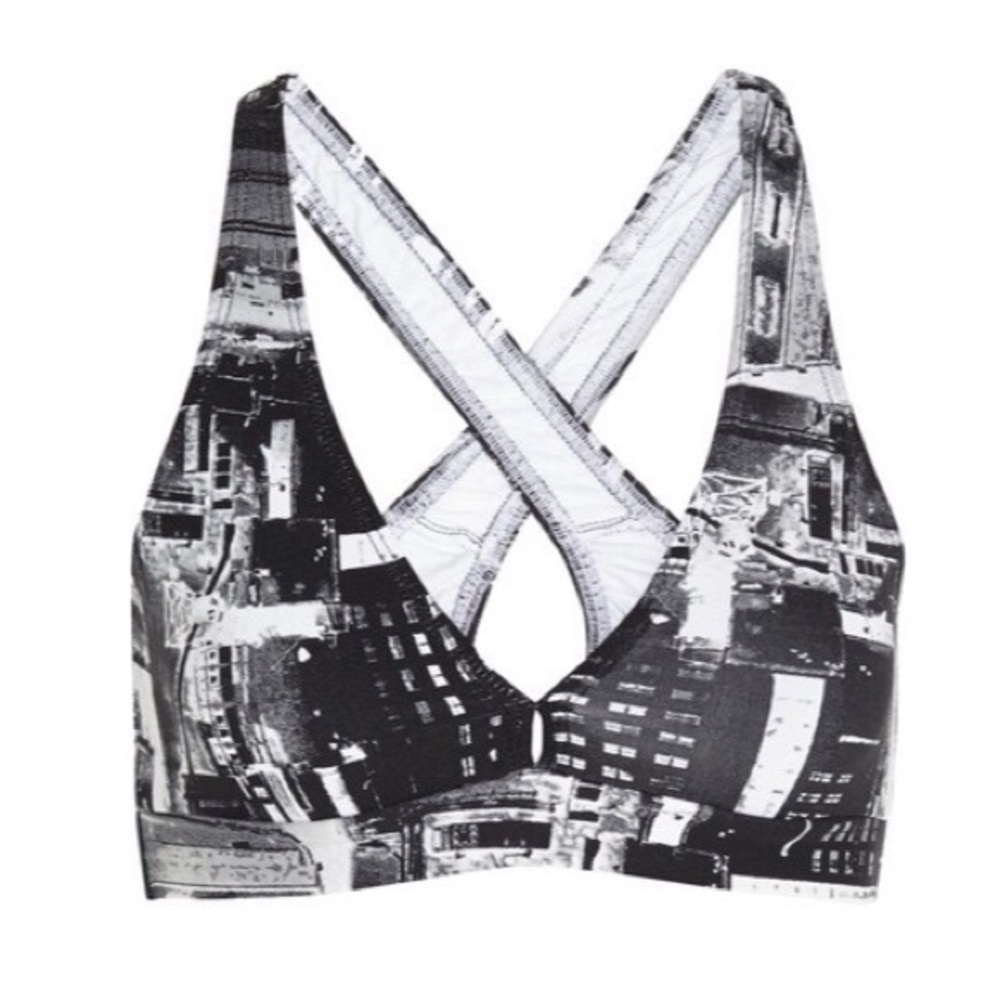 Bodyism Lily Cityscape Printed Stretch Sports Bra NWT